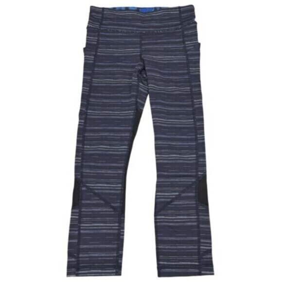 LULULEMON Pace Rival Crop Leggings Cyber Stripe Naval Blue Black Womens Size 4 - Picture 7 of 12